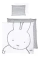 Produktbild: roba Babybettwäsche miffy® 80 x 80 cm - Bettwäsche Set 2 teilig - Hasen Motiv - Baby Wendebettwäsche aus Baumwolle - Bettbezug 80x80 & Kissenbezug 40x35 cm - Weiß / Grau