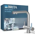 Produktbild: BRITA 3-Wege-Küchenarmatur (Edelstahl, eckig) inkl. 1 x BRITA P 1000 Wasserfilter – Küchenarmatur für gefiltertes und ungefiltertes Wasser direkt aus der Leitung