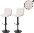 Produktbild: 2er-Set Barhocker HWC-G87, Tresenhocker Barstuhl, höhenverstellbar drehbar, Stoff Boucle (450g/m²) creme-weiß