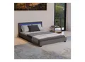 Produktbild: Juskys Polsterbett Paris 140 x 200 cm grau – Bett mit LED Beleuchtung, Lattenrost & Kopfteil