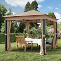 Produktbild: TOOLPORT 3x3 m Softtop Gartenpavillon, inkl. 4 Seitenteile, cappuccino - (300045)