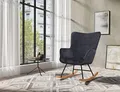 Produktbild: byLIVING Schaukelstuhl Richie/gepolsterter Relax-Sessel/Samt Bezug schwarz mit Steppung/Metall-Gestell matt schwarz/Kufen aus Buche/Wippstuhl/Schwingsessel/B 72, H 92, T 92 cm