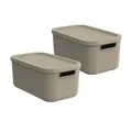 Produktbild: Rotho Albula light 2er-Set Aufbewahrungsbox 12l mit Deckel, Kunststoff, beige