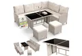 Produktbild: Juskys Gartenlounge-Set Manacor, (Gartenlounge), Polyrattan Gartenmöbel-Set mit Garten-Sofa, Garten-Tisch und 2 Hocker