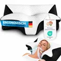 Produktbild: YaLiva Decor Nackenkissen Kopfkissen Ergonomisches Orthopädisches Kissen Gegen Nackenschmerzen Schwarz Nackenstützkissen Schlafkissen Memory Foam Kissen Seitenschläfer Rückenschläfer (Schwarz)
