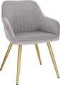 Produktbild: EUGAD 1 x Esszimmerstuhl, aus Samt, Polsterstuhl Metallbeine, Hellgrau