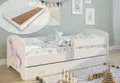 Produktbild: Kids Collective Kinderbett 70x140 / 80x160 cm Komplettset mit Matratze & Schublade (Bett für Jungen und Mädchen, Einzelbett für Kinder von 2 - 10 Jahren), komplettes Set mit Einhorn Motiv für Jungen und Mädchen 80x160 cm