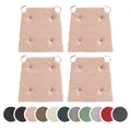 Produktbild: sleepling 4er Set Stuhlkissen, Sitzkissen für Indoor und Outdoor, mit Klettverschluss, 100% Baumwolle, Made in EU, Maße: 42 (vorne) 35 (hinten) x 40 x 5 cm, Rose