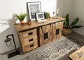 Produktbild: MASSIVMOEBEL24 Sideboard Mango 150x45x80 natur lackiert RAILWAY #100