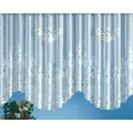Produktbild: heimtexland Gardine Gardinen Store Vorhang Blumen weiß halbtransparent (1 St), Kräuselband, halbtransparent, Jacquard, Jacquard I Bogenstore I Bordüre gebogt I Kräuselband weiß 900 cm x 175 cm