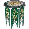 Produktbild: MARRAKESCH Beistelltisch Nachttisch aus Holz 50cm groß Tisch Hocker Gargar Grün als Orientalische Dekoration