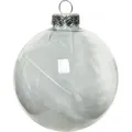 Produktbild: Weihnachtskugeln Glas mit Federn gefüllt 7cm, 4er Set- Klar / weiß - Transparent