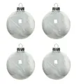 Produktbild: Kaemingk Christbaumschmuck, Weihnachtskugeln Glas mit Federn gefüllt 7cm, 4er Set- Klar / weiß