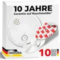 Produktbild: Rauchmelder mit Magnethalterung 10er Set - ohne Bohren und Schrauben mit 10 Jahre Garantie - Rauchmelder Magnethalterung mit extra starken Klebepads