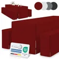 Produktbild: Beautissu Edles 3tlg Biertischhussen Set Blickdicht 50cm oder 70cm Bierzeltgarnitur – Dicker Stoff Knitterfrei Bierbankauflagen Bodenlang – Biertischhusse Bierbankhusse Biertisch – 220x50cm Bordeaux