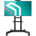 Produktbild: ONKRON TV Ständer rollbar für 32-75 Zoll TVs bis zu 60 kg, höhenverstellbar, VESA 200x200 bis 600x400, mobiler TV Ständer mit Rollen, Schwarz TS1571-B