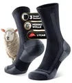 Produktbild: Ruixue Merino Wandersocken Herren & Damen, Outdoor Socken Trekkingsocken, Merinowolle Sportsocken Laufsocken Sneakersocken für Herren, Damen & Kinder[3 Paar], Schwarz, 43-46