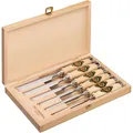 Produktbild: Stechbeitelsatz 6,10,12,16,20,26mm Weißbuchenh.Ulmer Form HO-Kasten