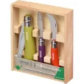 Produktbild: Opinel Gartenmesser Garten-Set, 3-teilig, mit Gartenhippe, Messer und Astsäge, klappbar, bunt