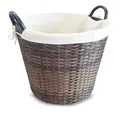 Produktbild: HABAU Feuerholzkorb mit waschbarem Stoffeinsatz, Holzkorb aus extrem robustem Polyethylen mit Metallrahmen - Korb mit 42 cm Durchmesser (Braun, Klein)