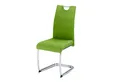 Produktbild: KHG Freischwinger Esszimmerstuhl Kunstleder Grün, bis 120 kg belastbar, Modern, Kunstleder, Metallgestell verchromt, Freischwinger, Fußbodenschoner
