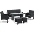 Produktbild: Juskys Polyrattan Gartenmöbel Sitzgruppe Turin Schwarz