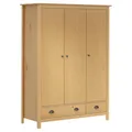 Produktbild: vidaXL Kiefernholz Massiv Kleiderschrank mit 3 Türen 2 Schubladen Garderobenschrank Holzschrank Schrank Schlafzimmerschrank 127x50x170cm