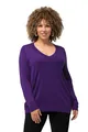 Produktbild: Ulla Popken Damen große Größen Übergrößen Plus Size Pullover, V-Ausschnitt, Langarm, weicher Feinstrick tiefes violett 58+ 791606840-58+