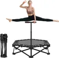 Produktbild: FUNTOK 122cm klappbares Mini-Trampolin 200 kg, 95 % vormontiert, leiser Bungee-Rebounder mit verstellbarem Haltegriff für Indoor-Fitness