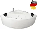 Produktbild: Basera BASIC Indoor Eck-Whirlpool Badewanne Malai 150 x 150 cm mit 13 Massagedüsen, Wasserfall, LED-Ambiente
