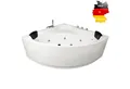 Produktbild: Basera® Whirlpool-Badewanne BASIC Indoor Eck-Whirlpool Badewanne Malai 150 x 150 cm, (Komplett-Set), mit 13 Massagedüsen, Wasserfall, LED