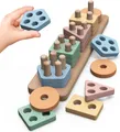 Produktbild: Joozmui Holz Montessori Spielzeug Motorikspielzeug Sortierspiel Steckpuzzle