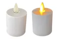 Produktbild: LED Kerzen weiß 2-er Set 4,5x8cm bewegliche Flamme Kunststoff Timer warmweiß Neu
