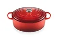 Produktbild: Le Creuset Signature Gusseisen-Bräter mit Deckel, Ø 31 cm, Oval, Für alle Herdarten und Induktion geeignet, Volumen: 6,3 l, 5,705 kg, Kirschrot, 21178310602430