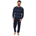 Produktbild: Normann Pyjama Normann Herren Frottee Schlafanzug Streifenlook – auch in Übergröße blau 68-70