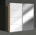 Produktbild: Schwebetürenschrank Kleiderschrank Easy Plus 180x65x210cm plankeneiche Weißglas
