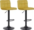 Produktbild: CLP 2er Set Barhocker Feni Samt höhenverstellbar und drehbar,gelb