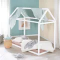 Produktbild: roba Hausbett 70 x 140 cm, Montessori - Kinderbett aus FSC zertifiziertem Massivholz - Weiß