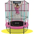 Produktbild: KINETIC SPORTS Kinder Trampolin Jumper 140 cm - Inklusive Gummiseil Federung, Sicherheitsnetz mit Reißverschluss, Rahmenpolster, Schutz Bodennetz - Indoor Kindertrampolin Spielzeug