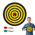 Produktbild: BullTek Dartspiel Dartscheibe klein 22,5 cm Zielschießen doppelseitige Rückwand für Erwachsene und Kinder mit 2 Stahlpfeilen Dartboard Gelb Schwarz Rund Haus zum Aufhängen an der Wand, Bers225