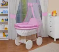 Produktbild: Waldin Baby Stubenwagen-Set mit Ausstattung,XXL,Gestell/Räder weiß lackiert,rosa kariert