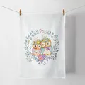 Produktbild: Ambiente Küchentuch Baumwolle 50x70cm mit Eulen & Kranz Motiv - strapazierfähig & pflegeleicht - Küchenwäsche Frühling Sommer - Geschirrtuch Wischtuch Trockentuch - Küchenhandtuch Vögel Weiß Bunt