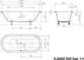Produktbild: Kaldewei CLASSIC DUO OVAL Mod. 111, Oval-Badewanne, 180x80cm, 291200011001