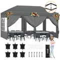 Produktbild: Sekey Faltpavillon 3 x 6 m Pop Up Pavillon Partyzelte Wasserdicht, UV-Schutz 50+ Festzelt mit 6 Seiten für Camping / Garten / Hochzeit, Grau