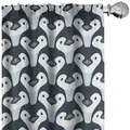 Produktbild: Abakuhaus Gardine Vorhang für Wohnzimmer Schlafzimmer Dekor, Microfaser, Pinguin Baby-Vögel Gesicht Muster blau|grau 150 cm x 225 cm