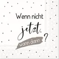 Produktbild: 20 Servietten Wenn nicht jetzt Wann dann? Sprüche Schrift Tupfen Deko 33x33cm