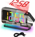 Produktbild: MODFU Wecker RGB Projektionsuhr – Elektronische Uhr mit LED-Display, 6 Helligkeitsstufen, 4 dynamische Farbverläufe & 7 Einzelfarben, für Schlafzimmer & Büro