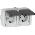 Produktbild: Aufputz-Steckdose, IP44, Schuko, waagerecht, grau D 6632 WAB - 2-fach