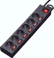 Produktbild: Renkforce 615B-CMB-S Überspannungsschutz-Steckdosenleiste 6fach Schwarz Schutzkontakt 1 St.