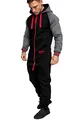 Produktbild: Amaci&Sons Herren Overall Jumpsuit Onesie Jogging Sportanzug Trainingsanzug Jogginganzug 3022 Schwarz/Rot L